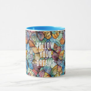 Taza Naranja azul turquesa Mariposas púrpura