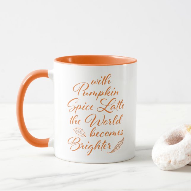 Taza Naranja blanco de lata de calabaza (Con donut)