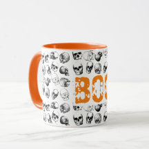 Naranja Boo Halloween Spooky Skull Pattern