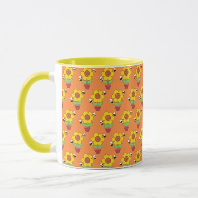 Taza Naranja Brillante Y Girasol Amarillo (Izquierda)