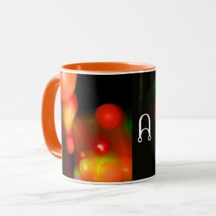 TAZA NARANJA BURBUJAS FRACTALES ROJAS AMARILLAS
