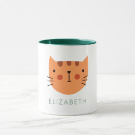 Taza Naranja Cat Cute Custom Name Mug