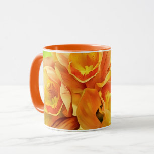 Taza Naranja Cattleya Orchid Flowe Art Mug Cup