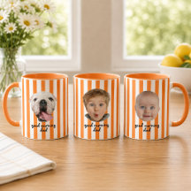 Taza naranja con 3 fotos personalizadas del Día de