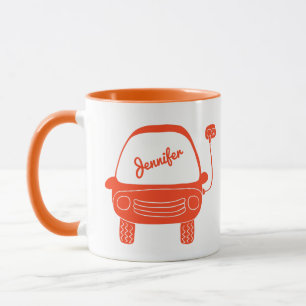 Taza Naranja Cuto Electric Car Personalizado