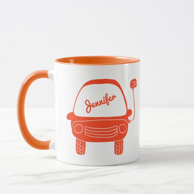 Taza Naranja Cuto Electric Car Personalizado (Izquierda)