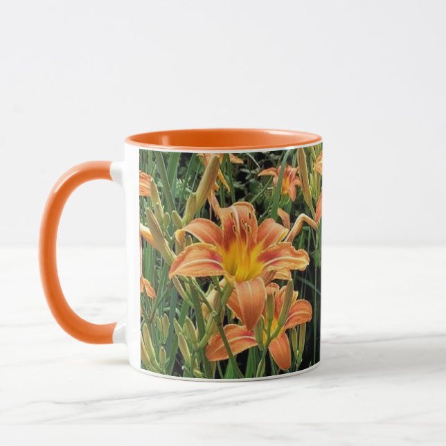 Taza Naranja Daylily Flower Garden Café Floral Mug (Izquierda)