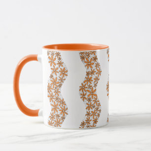 Taza Naranja de bandas de flor de banda ancha de cadena