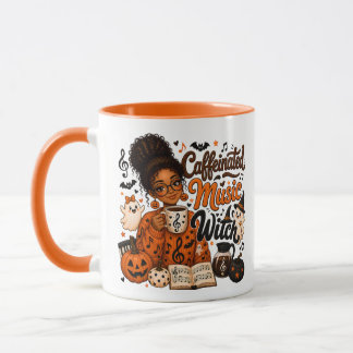 Taza naranja de bruja cafeinada para profesora de