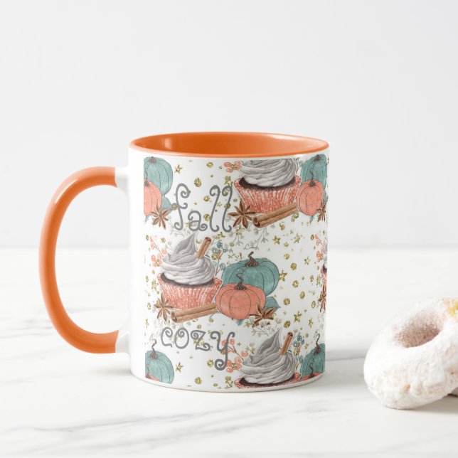 Taza Naranja de calabazas de caída cómodo (Con donut)