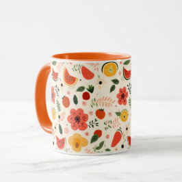 Taza Naranja de cítricos Frutos Patrón de alimentos sin
