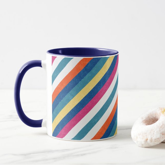 Taza Naranja de frambuesa azul Estampado blanco amarill (Con donut)