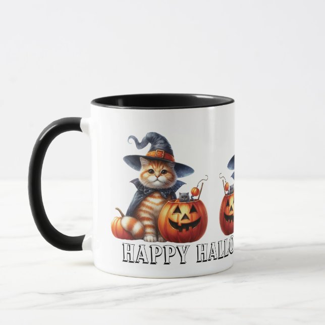 Taza Naranja de gato de jengibre lindo Tabby Cat Hallow (Izquierda)