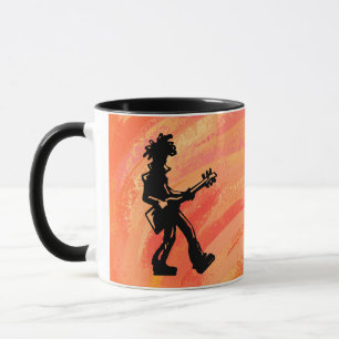 Taza Naranja de Guitarra Noche Boogie de Nueva York