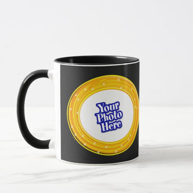 Taza Naranja De Halloween Y Bañada Amarilla Con Tu Foto (Izquierda)