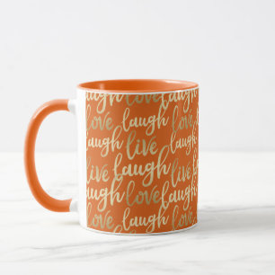 Taza Naranja de letras de oro de Live Lauder Love Faux