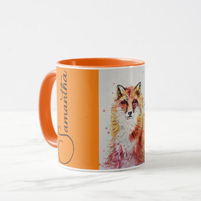 Taza Naranja de mug de pintura de color rojo curte de F (Anverso izquierdo)