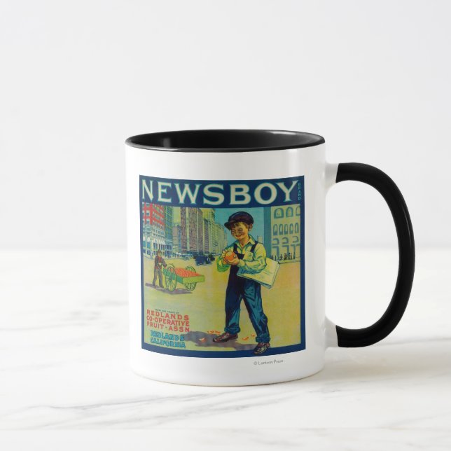 Taza Naranja de Newsboy LabelRedlands, CA (Derecha)