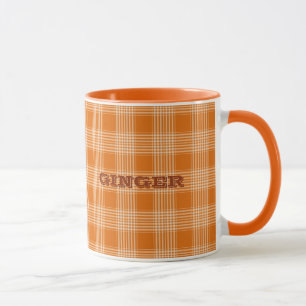 Taza Naranja de nombres personalizado Plaid Gingham Pat