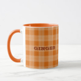 Taza Naranja de nombres personalizado Plaid Gingham Pat
