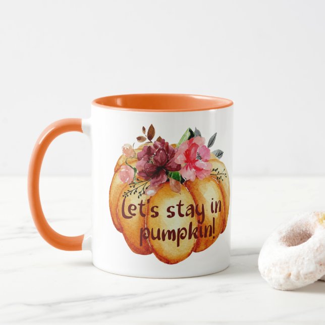 Taza Naranja de otoño, ¡quédense en calabaza! (Con donut)