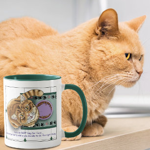 Taza Naranja Divertido Gato Comida Humor Verde Blanco