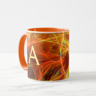 Taza Naranja FOTON amarillo fractal giratorio monograma
