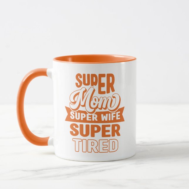 Taza Naranja Funny Super Mom (Izquierda)