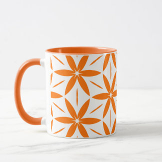 Taza Naranja Geométrico Floral Moderno de Mitad de Sigl