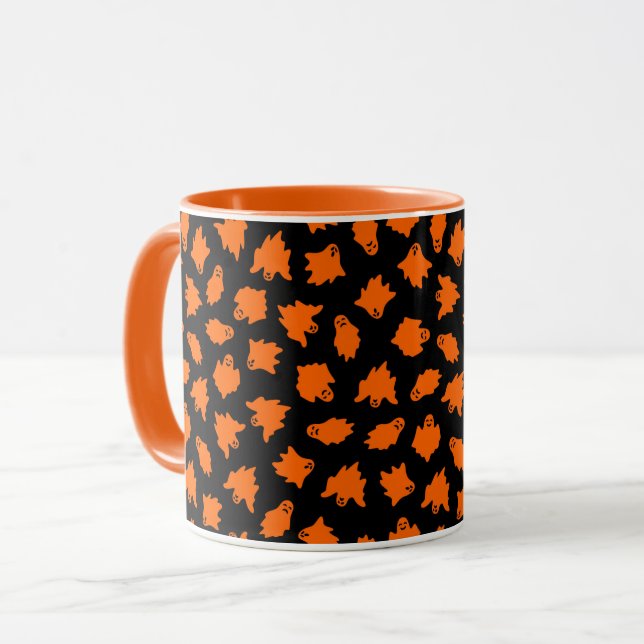 Taza Naranja Ghost Elegant Vintage Halloween (Anverso izquierdo)