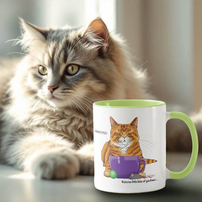 Taza Naranja Ginger Coffee Cat Funny (Subido por el creador)