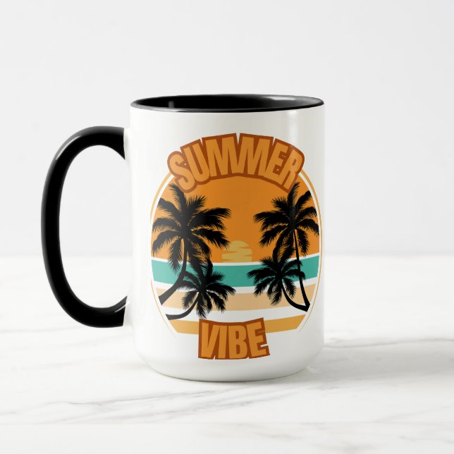 Taza Naranja Ilustración de verano (Izquierda)
