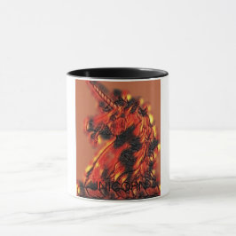 Taza Naranja llama al caballo mágico Unicornio