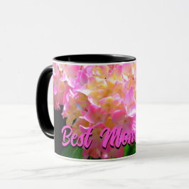 Taza Naranja morado rosado hidrangeas Día de la Madre