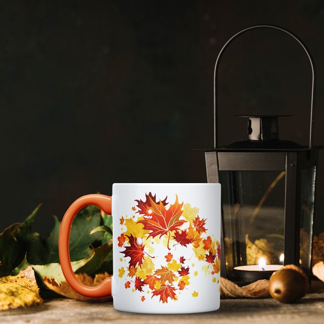 Taza Naranja-otoño rojo deja Coffee Mug (Subido por el creador)