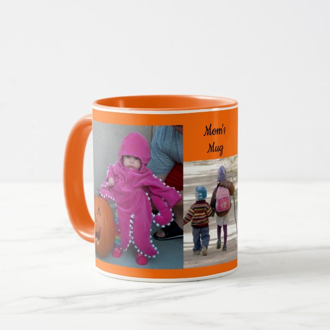 Taza Naranja Personaliza 3 PLANTILLAS FOTOGRÁFICAS Café (Anverso izquierdo)
