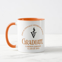 Taza Naranja Personalizado de Graduación de Escuela Vet