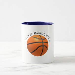 Taza naranja personalizado y baloncesto de cuero negro