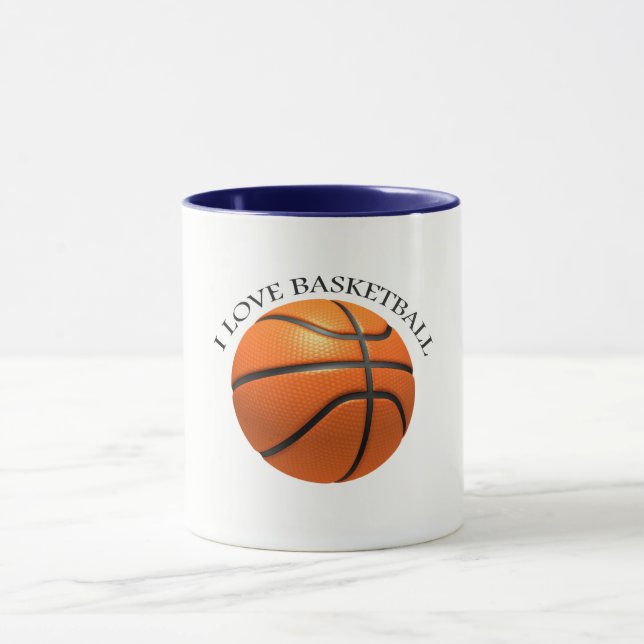 Taza naranja personalizado y baloncesto de cuero negro (Centro)