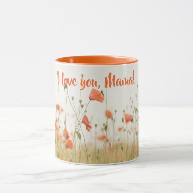 Taza Naranja Poppy Flores café Mug (Centro)