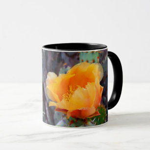 Taza Naranja Pricky Pear Cactus Flor Flor