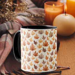 Taza Naranja quemado Cae hojas patrón de hojas de arce