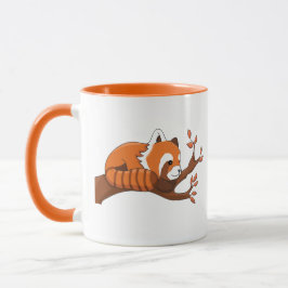 Taza naranja relajante y panda blanco rojo