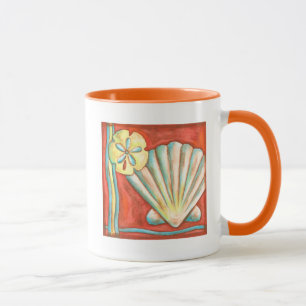 Taza Naranja Rústico Seashells