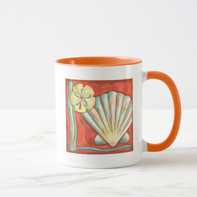 Taza Naranja Rústico Seashells (Derecha)