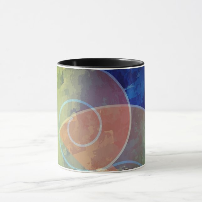 Taza naranja "Strenght", negro azul y amarillo abstract (Centro)