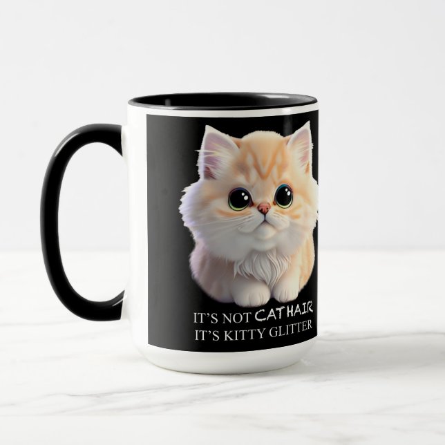 Taza Naranja suave y suave y gato gatito blanco (Izquierda)