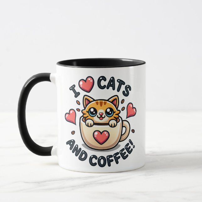 Taza Naranja super lindo Tabby Gats and Coffee (Izquierda)