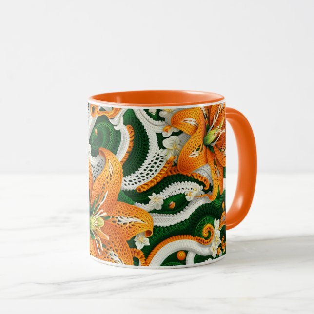 Taza Naranja Tiger Lily Crochet (Anverso derecho)