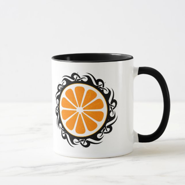 Taza naranja. tribal (Derecha)